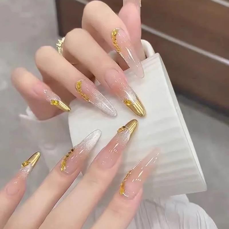 Abnehmbare Ballerina-Kunstnägel, tragbare Kunstnägel, Katzenaugen-Nagelspitzen, Maniküre-Werkzeug, Aufdrücknägel