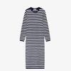 French Retro Striped Wool Knit Dress - Slimming, Warm, Knee-Length for Women