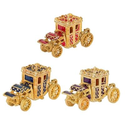 Artystyczny Emaliowany Wóz Bizuteria Przechowywanie Vintage Style Metalowe Pudełko Na Prezent I Kolekcję