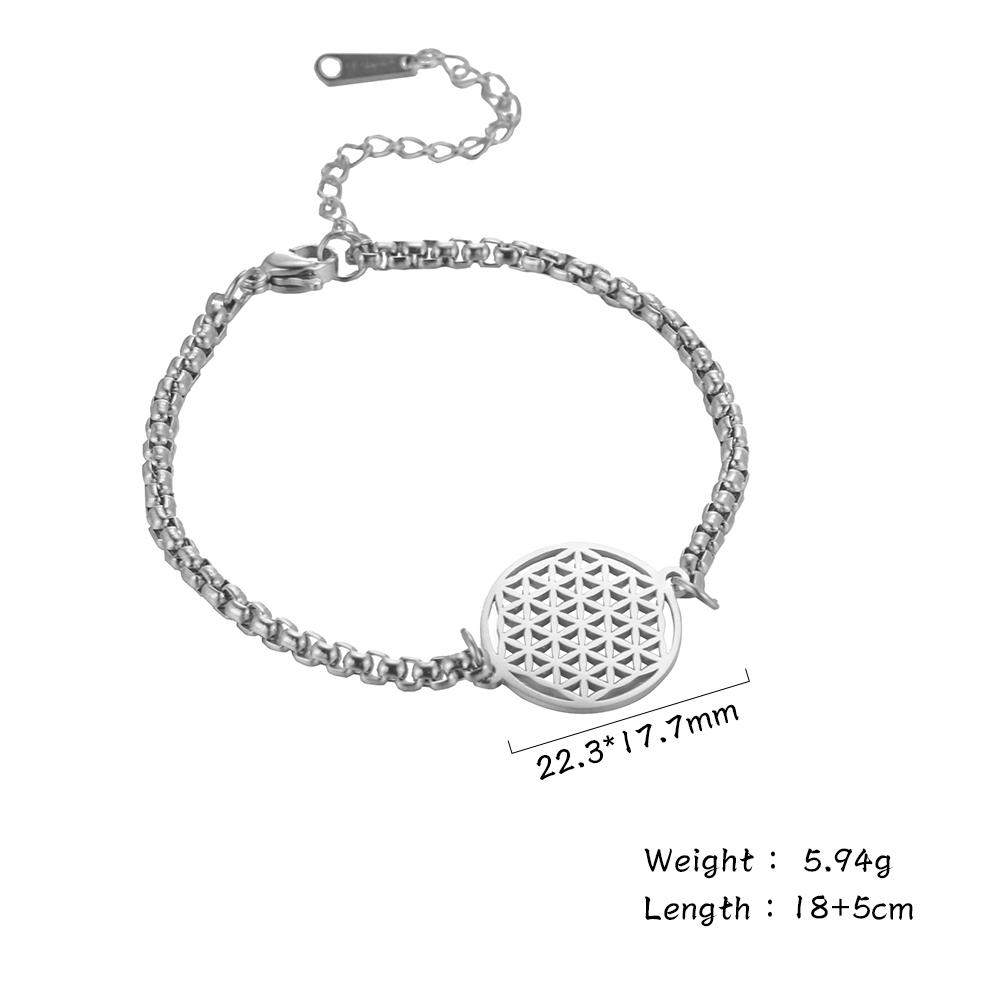 Flower of Life Charm Bracelet Stainless Steel Viking Amulet Unisex Vintage Jewelry Gift for Women Men