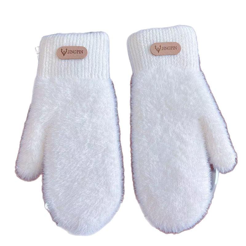 Women's Plush Fleece-Lined Cycling Gloves - Warm, Windproof, and Cute for Autumn and Winter