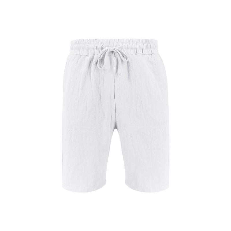 Mens Linen Solid Breathable Casual Summer Beach Shorts S белый