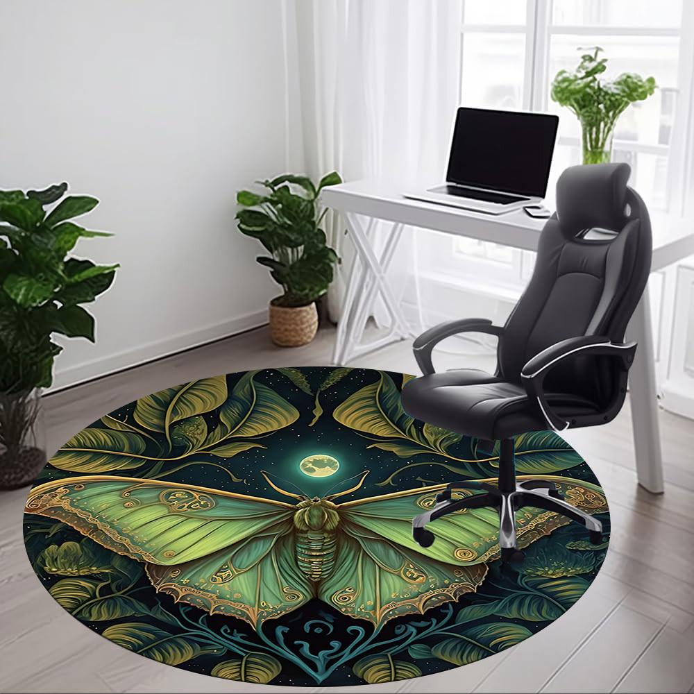 1pc Butterfly Moonlit Office Round Area Rug, Under Office Chairs Bedroom Living Room Home Decor, Room Deco