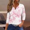 Women's T Shirt Tee Print Button 3/4 Sleeve Daily Weekend Fashion Basic V- Neck Regular Top