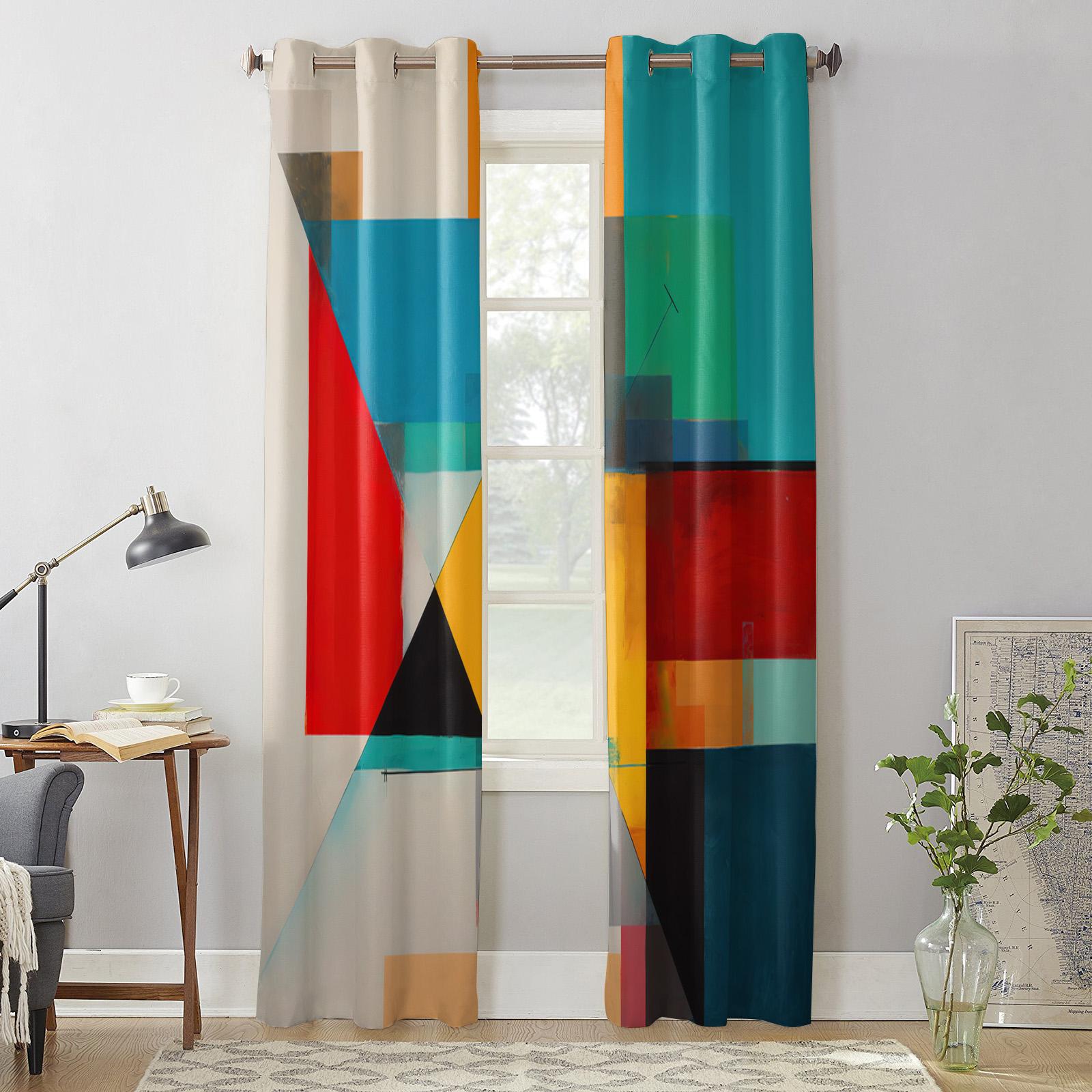 Геометрические цветные блоки линия современные оконные шторы для гостиной спальни — фото 4