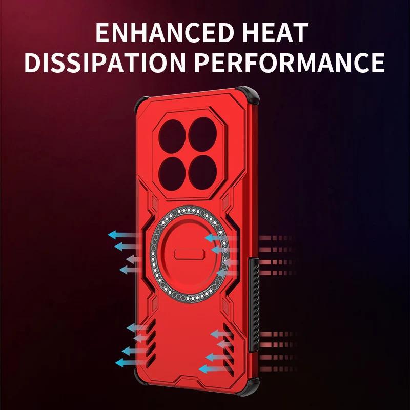 Armor Heat Dissipation Case for Xiaomi Redmi Note 14 Pro 5G 4G Magnetic Wireless Charge Cover for Redmi Note14 Pro Plus 14C Case