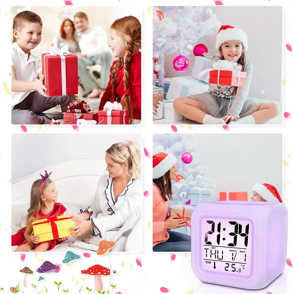 1pc Lovely Colorful change Alarm Clock, Cube Alarm Clock, Creative Home Alarm Clock, Luminous Small Alarm Clock