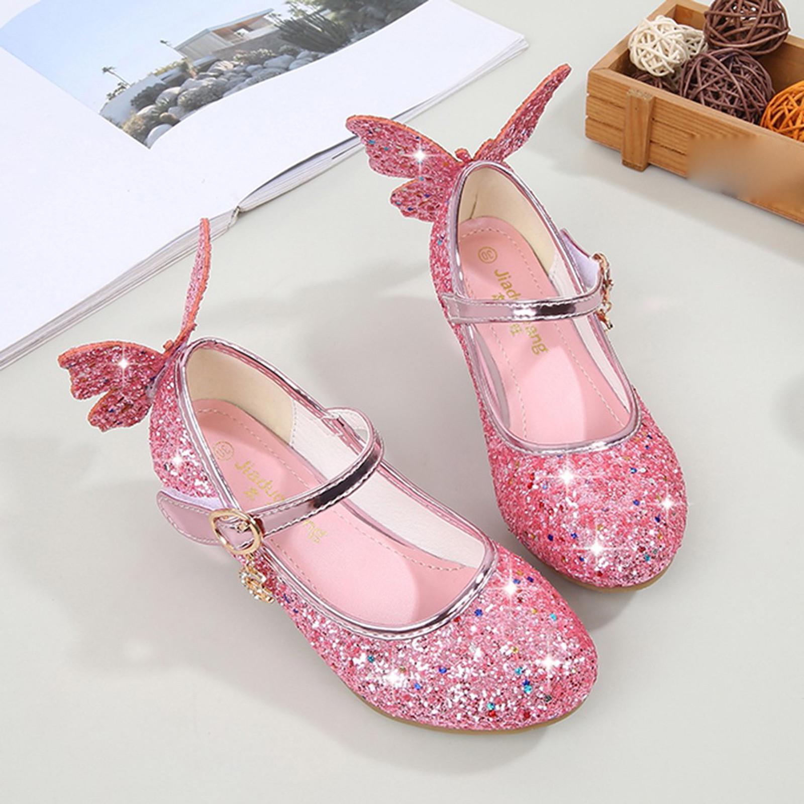 

Детские сандалии принцессы с кристаллами и бабочкой для маленьких девочек 33 розовый