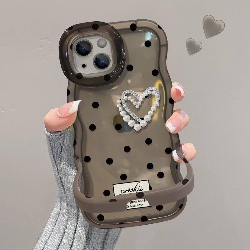 Polkadotter Dukker for Kjærlighetsdukker for Apple 13promax Mobiltelefondeksel Huawei Pura70 Gjennomsiktig Silikon 15 Dobbelt Feste