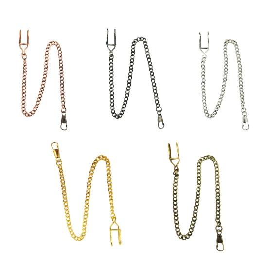 2Pcs Men Pocket Watch Chain Heavy Duty Lightweight Vintage Alloy Clip-on Pocket Watch Chain Fashion Jewelry Replacement Accessory