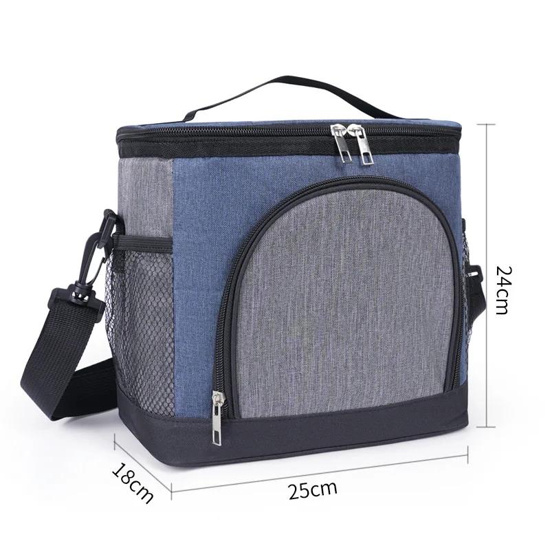 10L Portable Lunch Bag Food Thermal Box Durable Waterproof Office Cooler Lunchbox with Adjustable Shoulder Strap Insulated Case