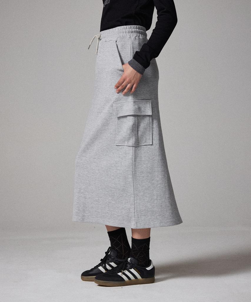AWESOME STUDIO Cargo Sweat Long Skirt Melange Grey
