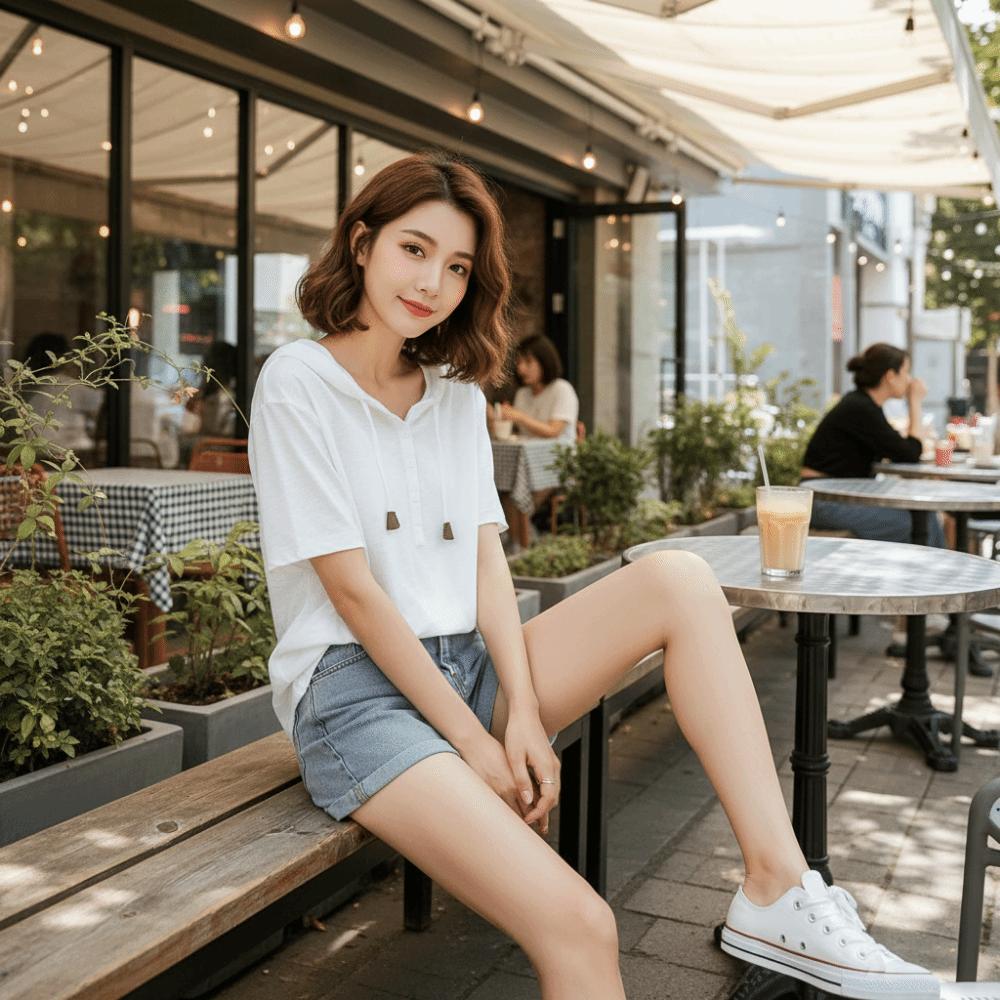 Thin Henley Shirt Hoodie Loose Fit Pullover Tops Fashion Hooded Short Sleeve T-Shirt Women