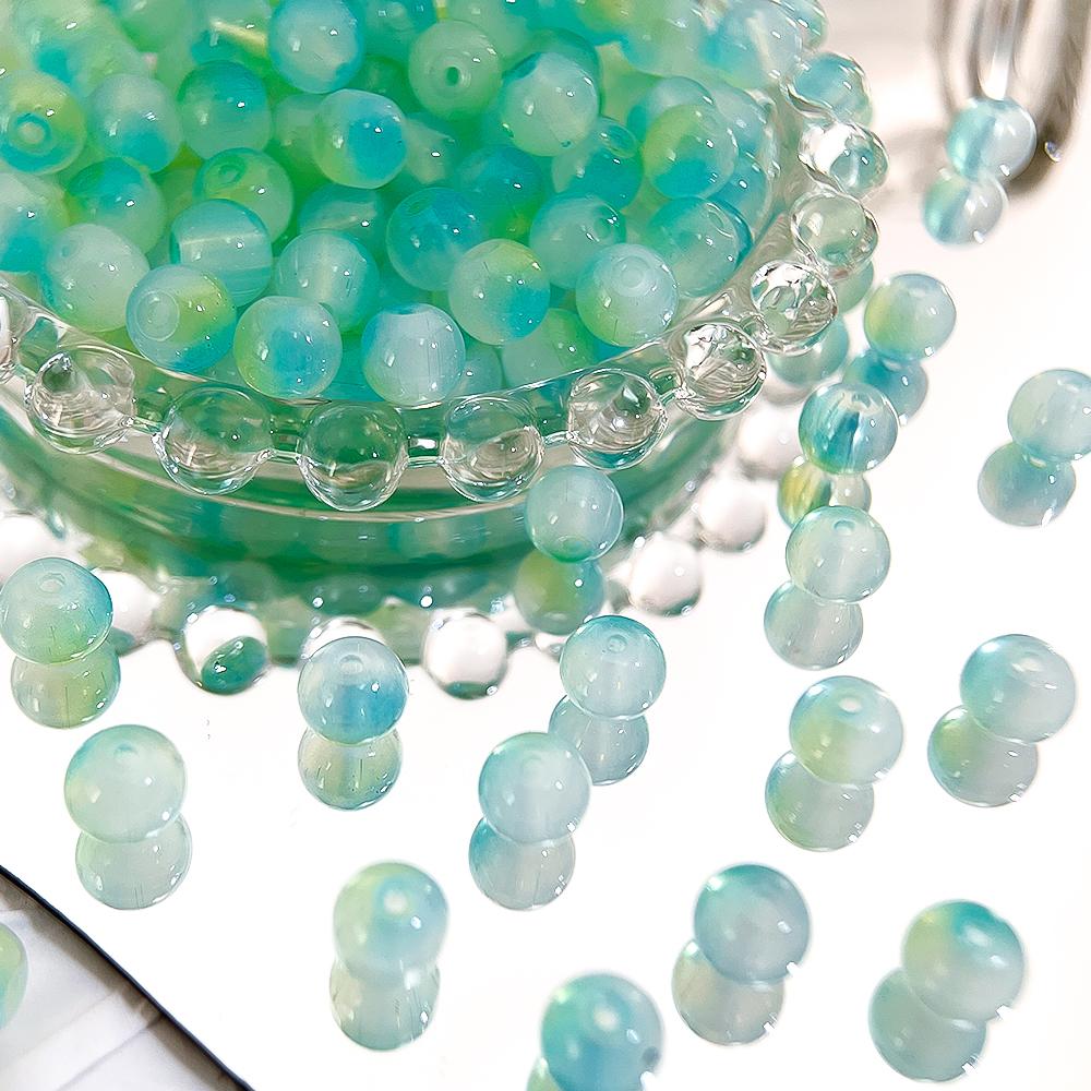 100pcs Glass Gradient Beads Multi Color Round 8mm Loose Spacer Beads for DIY Craft Bracelet Necklace Jewelry Making Findings