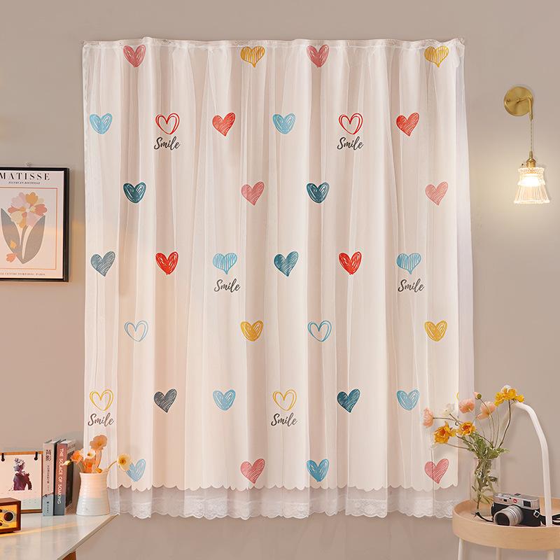 No Punching Velcro Blackout Curtains Pasted Dormitory Bay Windows Opaque Rental Gauze Finished Products