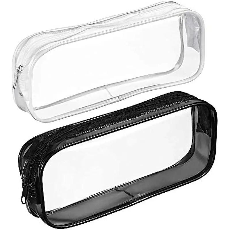 Solid Color Transparent Waterproof Pencil Case – Large Capacity Makeup & School Supply Organizer for Girls and Office Use