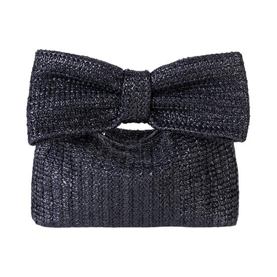 

Женский клатч в форме полумесяца, в богемном стиле, складная застежка с бантом, на молнии, однотонный, соломенный, плетеный, цветной, портативный чёрный