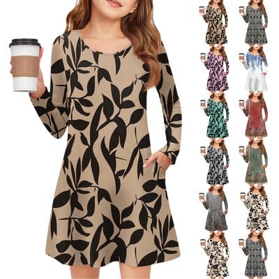 Girls' Long Sleeve Dress - Color Pocket Dress