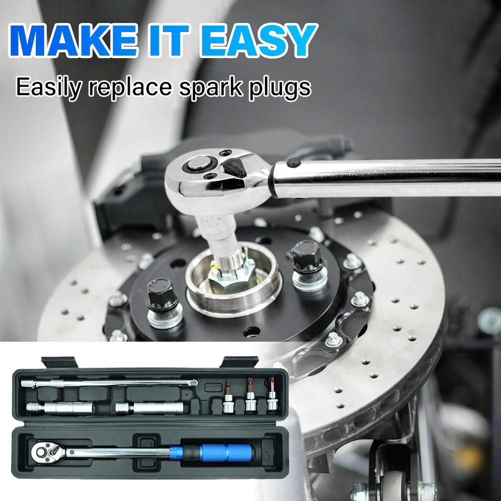 High-Precision Torque Wrench Set 10-60N.m 3/8inch Dual-Direction Ratchet With 6Pcs Sockets For Vehicles/Bike/Machine Maintenance