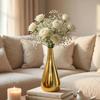 Golden Metal Flower Vase for Home Décor | Table Top Decorative Teardrop Vase for Living Room, Office & Bedroom