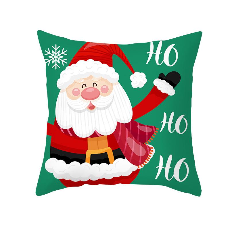 Red And Green Christmas Pattern Throw Pillow Cover With Short Plush Print For Living Room Sofa Decoration Cushion Cover