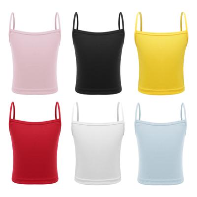 Canottiera a Coste da Ragazza Sottogiacca Colore Unico Spalline Sottili Senza Maniche Crop Top Gilet