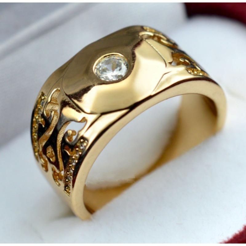 Gold-plated couple diamond ring European and American fashion men's and women's popular ring rings