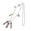 Feder Anhänger Halskette Herren Damen Legierung Kreuz Kette Boho Chic Vintage Stil Verstellbare Länge 51-80cm