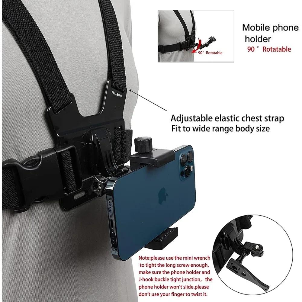 Smartphone Chest Mount Universal Holder Compatible with iPhone and Samsung Phone Mount for Filming or Photos