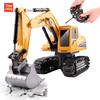 1/24 Rc Excavator Truck 6Ch 1027 Alloy Remote Control 4 Wheel Drive Lights Sound Effect One-Button 360 Rotation Kids Toys Boy