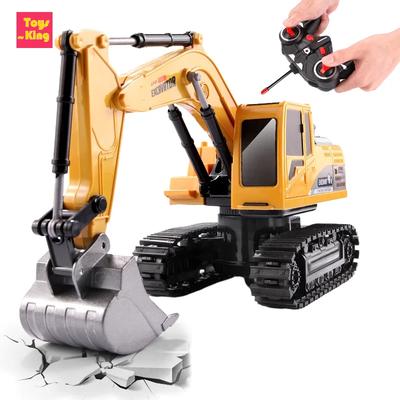 1/24 Rc Excavator Truck 6Ch 1027 Alloy Remote Control 4 Wheel Drive Lights Sound Effect One-Button 360 Rotation Kids Toys Boy