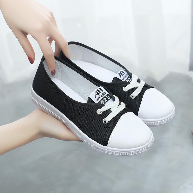 Internet celebrity white shoes women's new Korean version versatile comfortable casual cloth shoes women's shallow mouth breathable student canvas sho