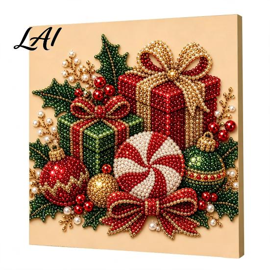 Progetti Artistici per Alleviare lo Stress Kit Perle Finte di Natale Pittura Capanna Innevata di Babbo Natale Kit Artigianale 3D Scintillante con Perline Fai da Te per Adulti Parete per le Festività Invernali di Casa