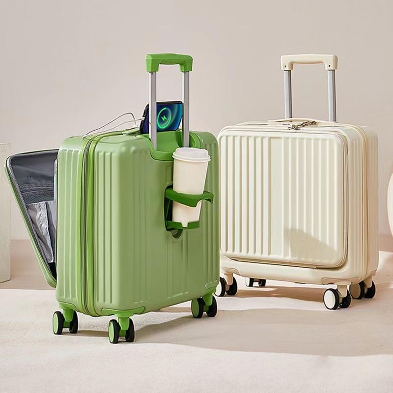 Multifunction Front Opening 18" Small Trolley Case Password Suitcase Cabin Travel Bag Usb Charging Luggage Suitcases On Wheels