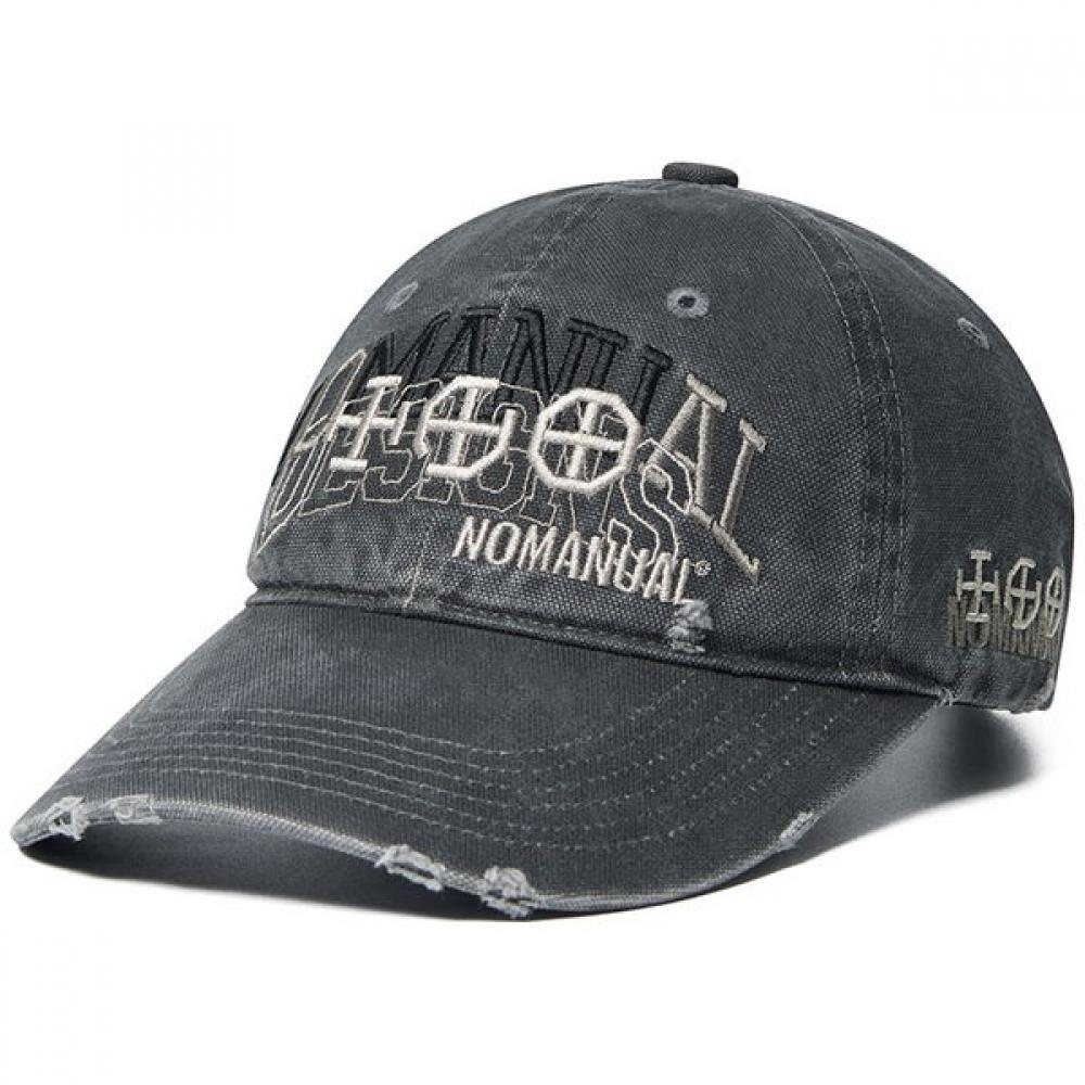 Nomanual Ball Cap   Layered Graphic   Washed Charcoal FREE