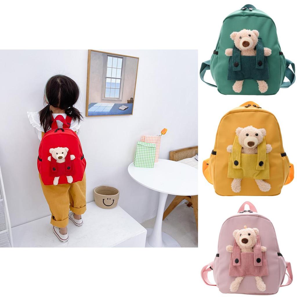 Toddler Backpack With Cartoon Bear Design And Ventilated Nylon Lining For Everyday Use