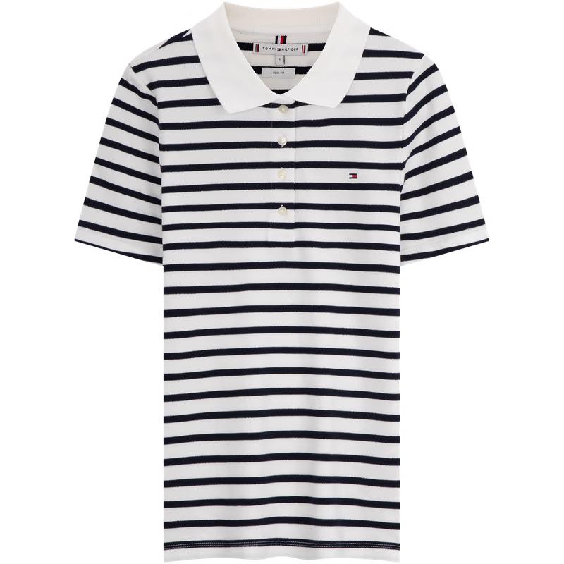 

Tommy Hilfiger Женская поло с коротким рукавом в полоску, приталенная, 1985 L