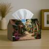 1pc Mediterranean & Floral Tissue Box - Decorative Tissue Holder Suitable for Bedroom, Living Room, Car - Storage with Mediterranean Romantic Landscap