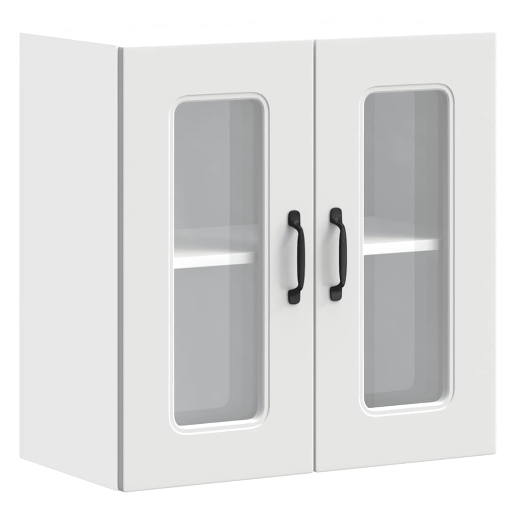 Kitchen Wall Cabinet with Glass Doors, Squid, White