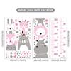 Boho Color Style Smile Animals Bear Lion Hearts Height Measurement Ruller Wall Stickers For Kids Room Baby Nursery Wall Decals