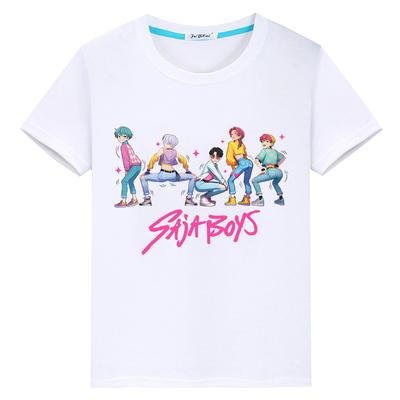 Saja Chłopięcy Nadruk 100% Bawełna t-shirt dla dzieci chłopiec 10 lat Kawaii T-shirty kpop demon hunters Urocze Bluzki anime Krótkie y2k ubrania dziewczęce