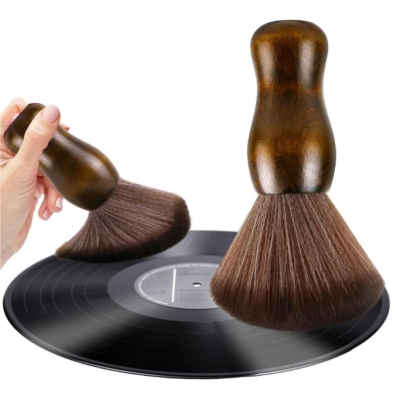 Rengöringsborste Antistatisk för Vinylskivor, Supermjuk Borste med Trähantag & Kolfiberborst