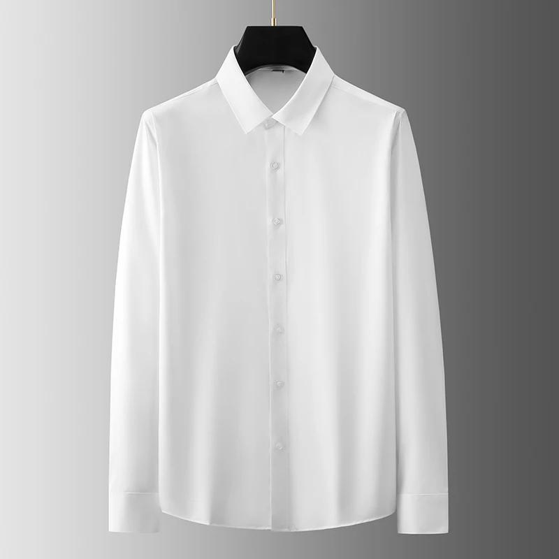 

Новая мужская рубашка business casual с длинным рукавом, однотонная, устойчивая к складкам, не мнется, удобная, для любого сезона, универсальный топ 41 белый