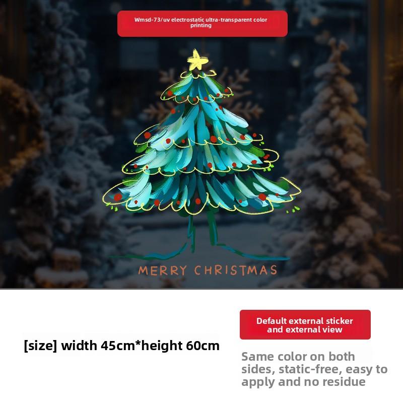 

Электростатические наклейки на елку, Праздничные украшения для окон торговых центров, Атмосферные наклейки на стеклянные двери