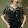 Bling Bling Pailletten Poncho Mantel Vintage Stil Pailletten Perlen Kurzes Cape Kleid Dekorative Schulter