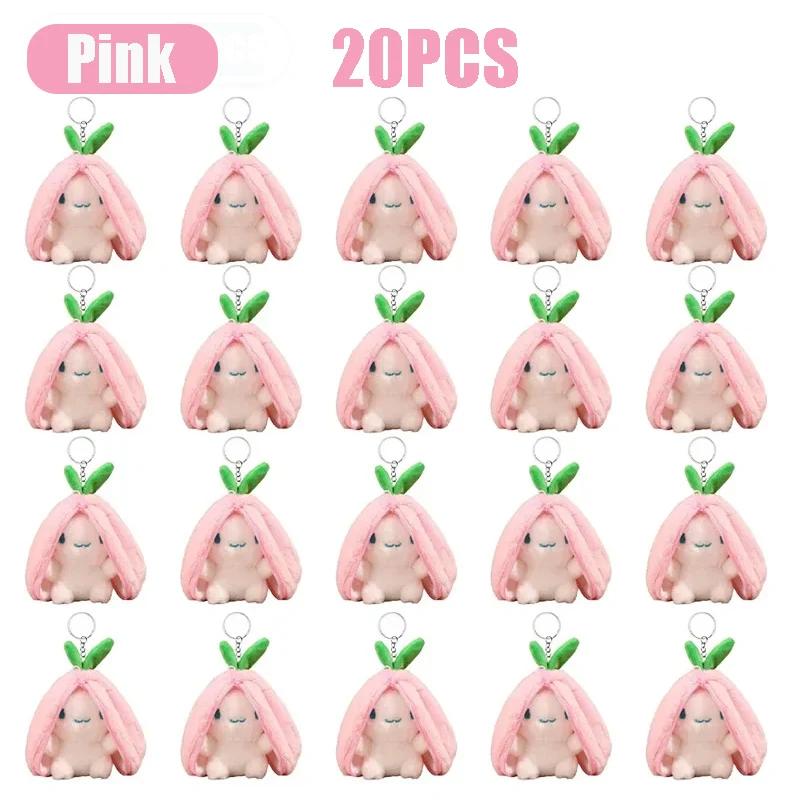 Cute Transform Strawberry Bunny Fruit Animal Plush Toy Key Chain Accessories Backpack Keychain Stuffed Animal Bag Pendant