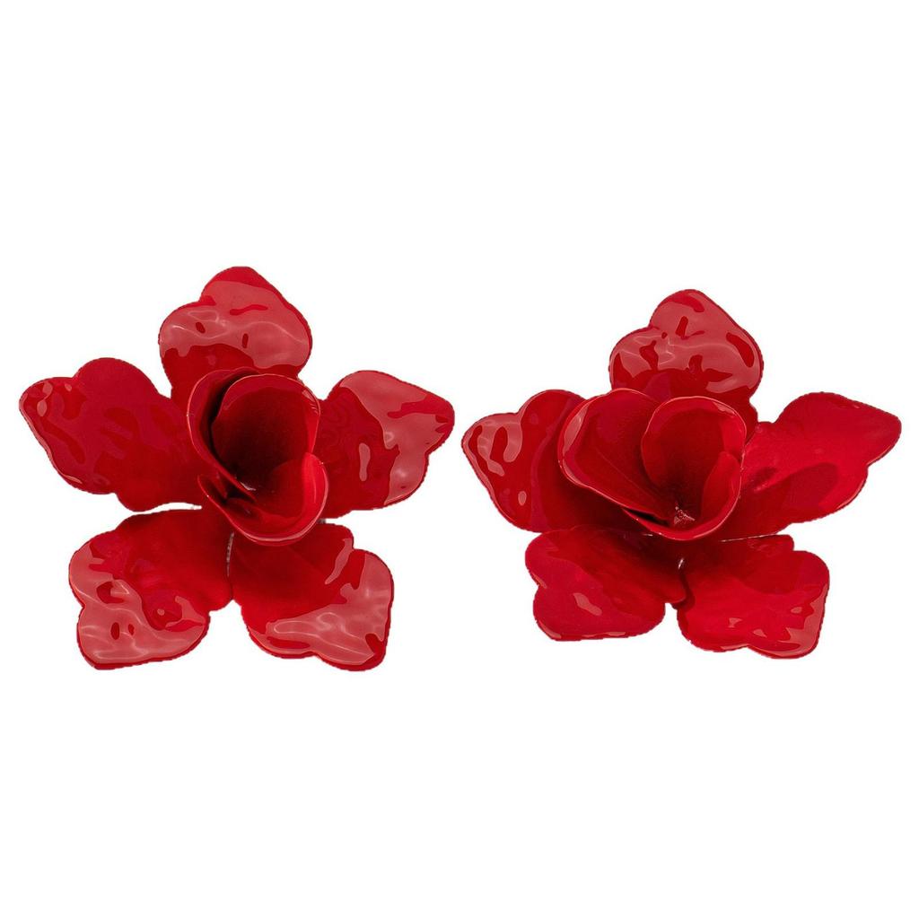 Retro Large Red Flower Earrings - Perfect for Parties