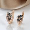 New Natural Black White Zircon Drop Earrings For Women Fashion  Rose Gold Earrings Luxury Vintage Wedding Jewelry