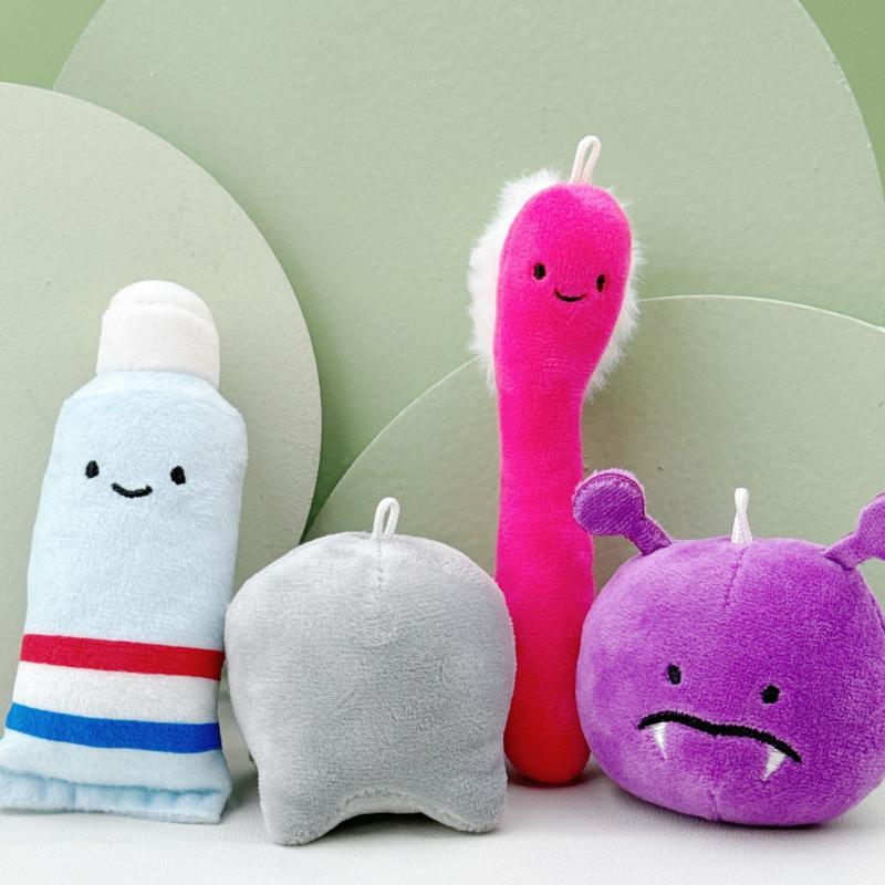 1Pc Cute Fun Plush Keychain Tooth Shape Pendant Mini Toothpaste Toothbrush Keyring Dental Cute Model For Kids Brushing Learning