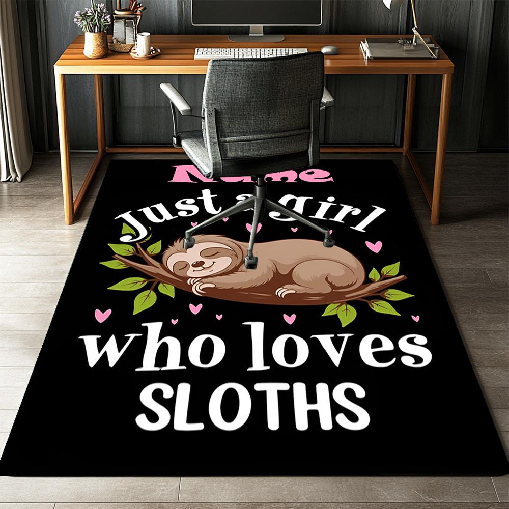 Custom Name Sloth Printed Carpet,Rug for Office Chair Living Room Bedroom Kitchen Room Decor Gifts.
